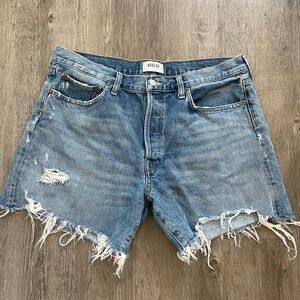 Agolde Parker Long Women’s Size 32 Blue Denim Jean Shorts Cut Off Distressed